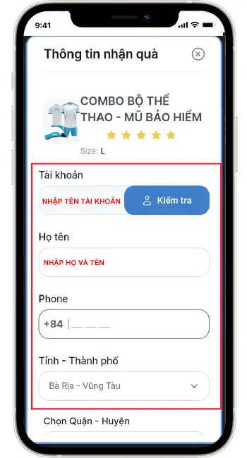 Bước 5: Điền tên đăng nhập → Kiểm tra